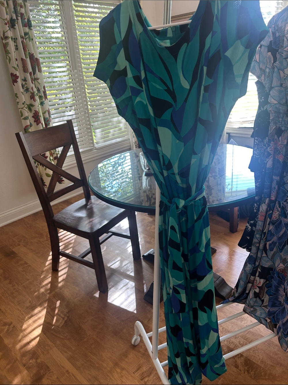Teal & Blue Abstract Print Home Accent Drapery Panel